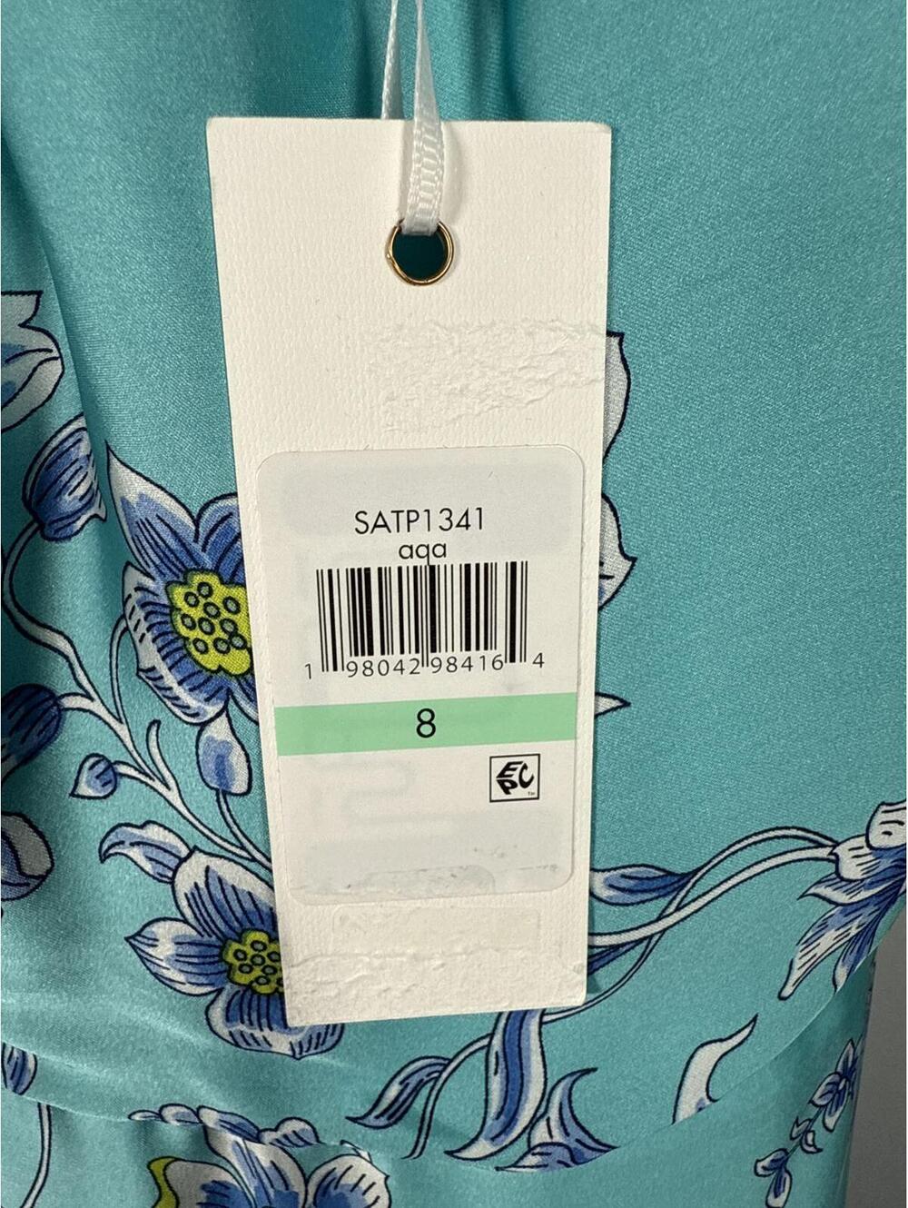 NWT Sienna Aqua Blue Floral Halter Midi Dress Size 8 - Picture 7 of 7